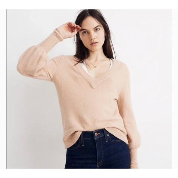 Madewell Wool Blend Dashwood Pullover Long Sleeve V-Neck Sweater Size Small - Picture 1 of 5